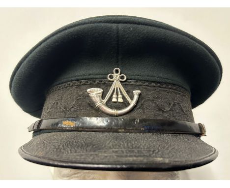 WW2 British Oxs &amp; Bucks Light Infantry Officers Dress Uniform Cap with Hallmarked Silver cap badge, maker marked "JRS &am