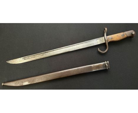 WW2 Imperial Japanese Army Arisaka Bayonet with single edged fullered blade 390mm in length, maker marked for the Aisian Kogy