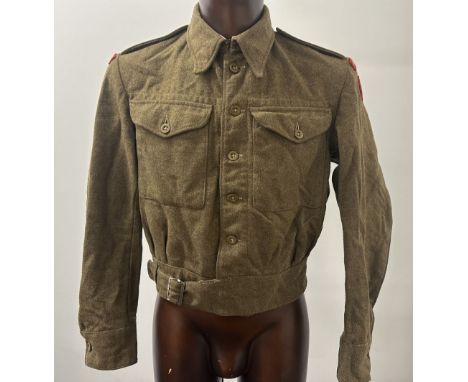 WW2 British 1940 Pattern Austerity Battledress Blouse. Size approx. 36 inch chest. No label. Original insignia with "Forester