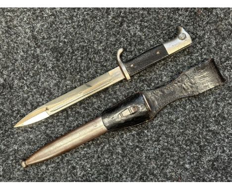 WW2 Third Reich Heer Parade Bayonet with single edged fullered plated blade 197mm in length, maker marked "FW Holler, Solinge