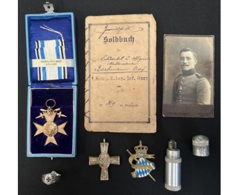 WW1 Imperial German Army Bavarian Award Group to Josef Bachman 1 Kompanie 6th Bavarian Infanterie Regt comprising of cased Ba