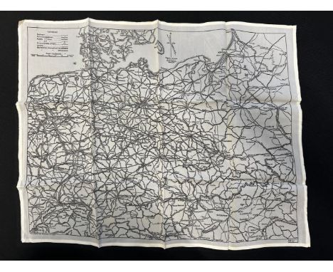 WW2 British RAF Silk Escape and Evasion Map of Germany, single sided, ref 9U. 