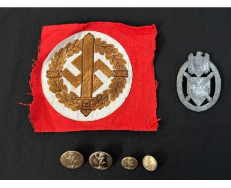 WW2 Third Reich SA Wehrkampf Armband in cut down, relic conditon and a 2nd Pattern Heer Schutzenschnur Abzeichen Army Marksma