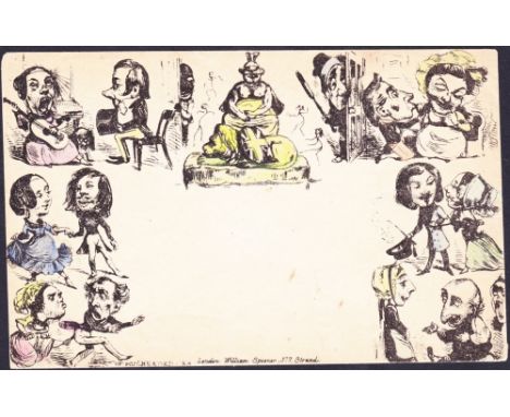 POSTAL HISTORY : 1840 Spooner No 1 envelope. A very good un-used original, hand coloured, a rare item. 