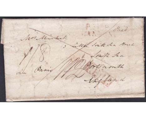 POSTAL HISTORY : 1814 entire letter from Capt M Mitchell, a commanding officer in the Army. French letter from "Condom" to hi