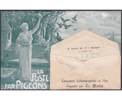 AIRMAIL COVER : FRANCE, 1905 Pigeon Post organised by the "Matin". Messages were written on tissue paper carried by the pigeo
