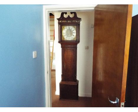 A mid-19th century longcase clock, the 13-inch square brass dial signed Standring, Bolton to the silvered chapter ring (Loome