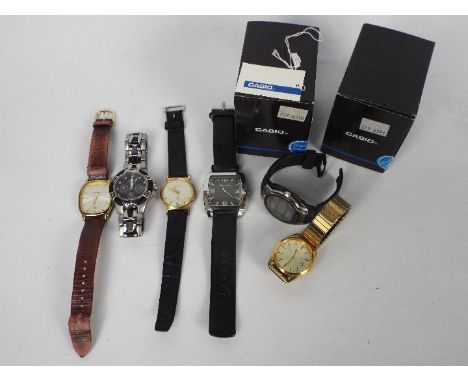 A collection of wrist watches to include Casio Wave Captor, Oris, Sekonda and similar
