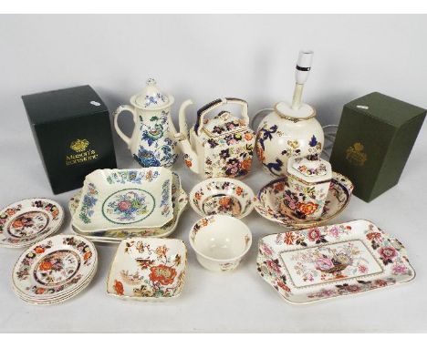 A collection of Masons Ironstone to include Mandalay pattern table lamp, Belvedere pattern coffee pot, Mandarin pattern teapo