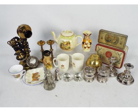 Lot to include plated ware, ceramics, vintage dial telephone and similar.