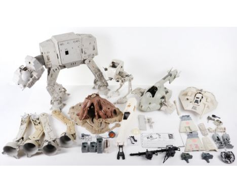 Vintage Star Wars misc. vehicles, including at-at, slave 1, snow speeder and Dagobah set, all in poor condition, including bo