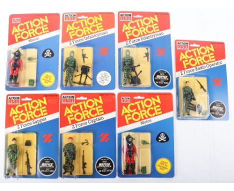 Vintage Palitoy Action man action force carded figures,3 ¾ inch figures with accessories, one unpunched, one loose bubble on 
