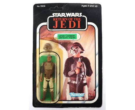 Kenner Star Wars Return of The Jedi Lando Carlrissian (skiff guard disguise),vintage carded figure, 3 ¾ inches mint, bubble i