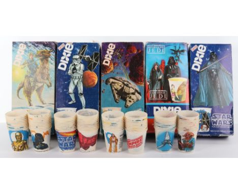 Vintage Star Wars boxed dixie cups, including two boxed 1980, NH style cups, one boxed sealed other open, 2, 1981 ESB style b