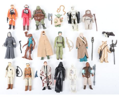 EIEGHTEEN LOOSE 1ST -2ND-3RD WAVE VINTAGE STAR WARS FIGURES. including, b-wing pilot missing blaster, gamorrean guard, Luke s
