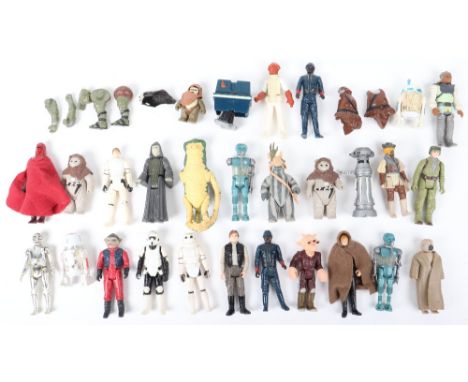 THIRTY LOOSE 1ST -2ND-3RD WAVE VINTAGE STAR WARS FIGURES, including two-onebee, death star droid “ra-7”,luke skywalker imperi