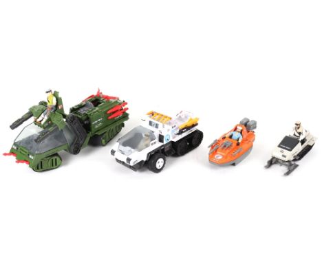 vintage Palitoy/Hasbro action force/ G.I.Joe figures  and vehicles, including snow viehicles, boat and army, poor to fair pla