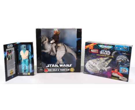 Vintage Kenner Star Wars collector series boxed 12inch figures, including Greedo, in near mint condition sealed with original