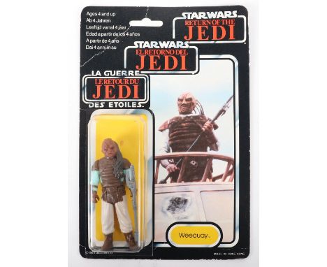 Palitoy General Mills Star Wars Return of The Jedi Tri Logo weequay Vintage Original Carded Figure, 3 ¾ inches mint, with a g