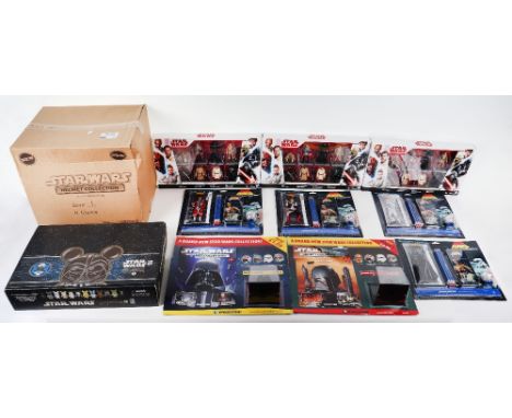 Quantity of star wars figures and memorabilia, including three MIB 2017 Hasbro era of the force 3 ¾ inch figure collection, 2