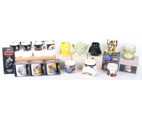Collection of Star Wars ceramic mugs, various mugs through the years, some boxed and dated, some loose, condition range from 