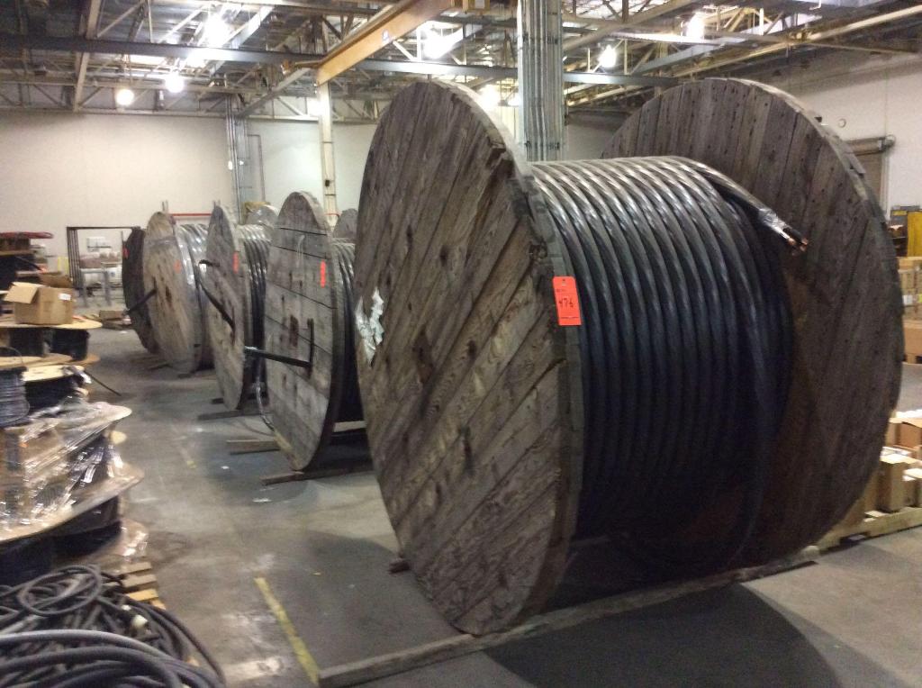 Lot of (6) large spools copper wire, Rigging fee 2,080