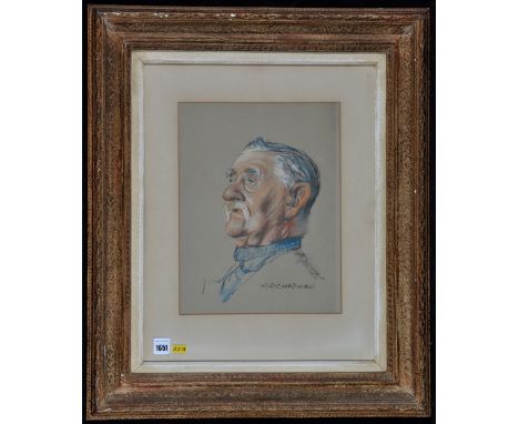 C*** D*** Chapman - a bust portrait of a grey-haired man, signed, pastel, 33 x 25cms; 13 x 9 7/8in.