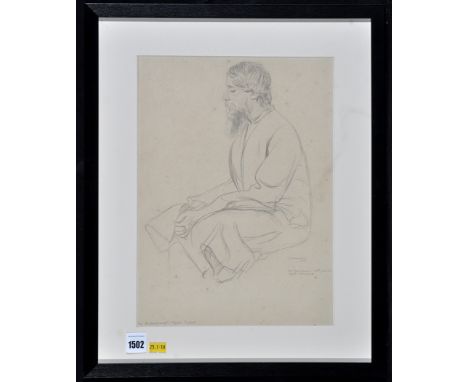 After Sir William Rothenstein -  a portrait of the poet Sir Rabindranath Tagore, inscribed, dedicated "For Miss Cossens, with