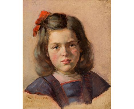 Paul JoanovitsPorträt eines kleinen MädchensÖl auf Karton; gerahmt43 x 35,5 cmSigniert links unten: Paul Joanowitch;undeutlic