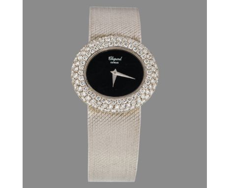 ChopardDamen-Armbanduhr20kt Weißgold, 114 Brillanten; Saphirglas, schwarzes Onyx Zifferblatt, Weißgoldgehäuse mit 114 Brillan