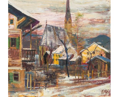 Otto Rudolf SchatzWagrainum 1952Mischtechnik auf Papier; gerahmt52 x 55 cm (Passep.-Ausschnitt)Monogrammiert rechts unten: OR