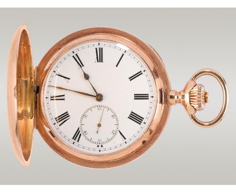 IWC SchaffhausenTaschenuhr14kt Gold; Kronenaufzug, teilweise moosguillochierte Savonnette, Gehäusenr. "298568", Emailzifferbl