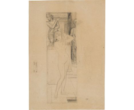 Gustav KlimtEntwurf für "Römisches Frauenbad"1890Bleistift und schwarze Kreide auf Packpapier; gerahmt42,7 x 30 cmNachlass-St