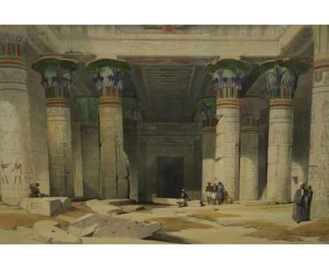 After David Roberts (British 1796-1864), a lithograph of the Egyptian scene 'Grand Portico of The Temple of Phila, Nubia'. H.