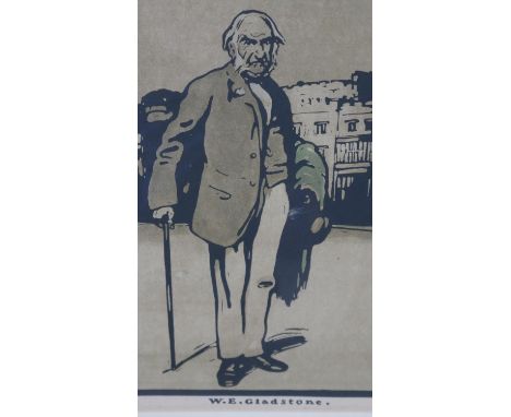 William Nicholson (British 1872-1949), W. E. Gladstone, colour transfer lithograph 1897-8, bearing Michael Parkin Fine Art la