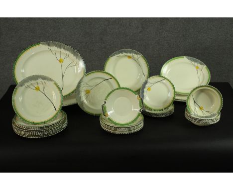 A Burleigh ware Zenith design part six person hand painted ceramic dinner service, makers mark to the base. (42pcs) L.46 W.36