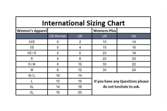 jjshouse size chart