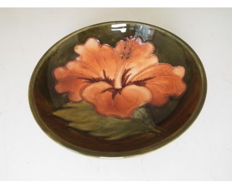 Moorcroft Pottery - Moorcroft Pottery - a small footed bowl decorated with coral hibiscus, 4 cm (h) x 11 cm (d). Estimate £30
