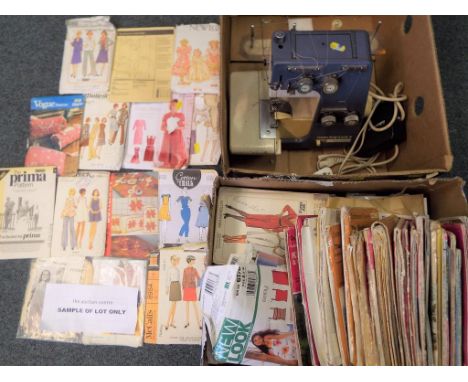 Lot to include a Frister Rossmann sewing machine, a very large quantity of sewing patterns and approx. 20 Ordnance Survey roa