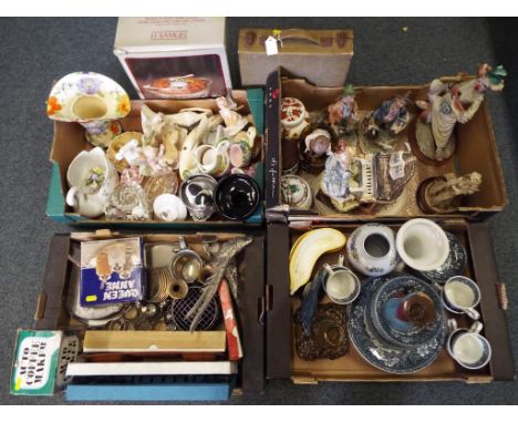 A good mixed lot of ceramic tableware, Capodimonte figurines, some plated ware and similar (4)