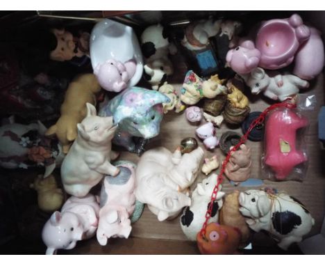 A large collection of ceramic pigs