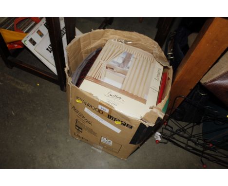 A box of material, a pair of curtains etc.