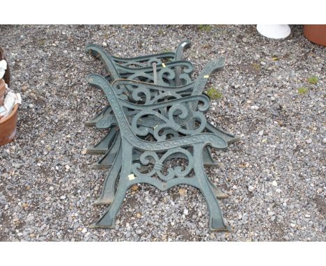 Six metal garden bench ends