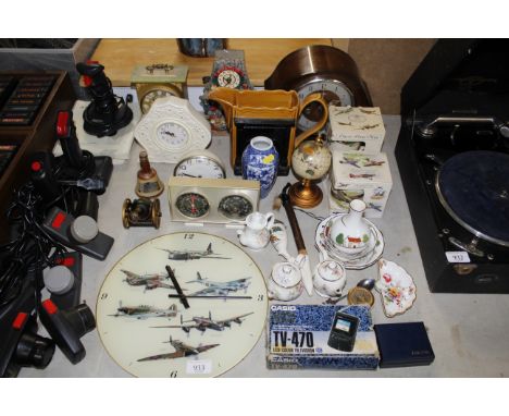 A collection of various porcelain items including miniature Saddler tea pots; a Bavarian pipe; blue and white Chinese vase; c