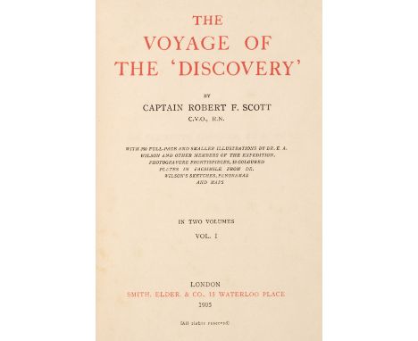 Scott (Robert Falcon). The Voyage of the Discovery, 1st edition, London: Smith, Elder &amp; Co, 1905, frontispieces, 12 colou