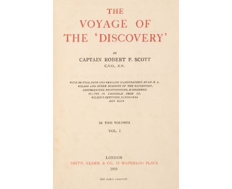 Scott (Robert Falcon). The Voyage of the Discovery, 1st edition, London: Smith, Elder &amp; Co, 1905, frontispieces, 12 colou