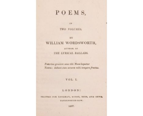 Wordsworth (William). Poems, in Two Volumes, volume I only, 1st edition, London: printed for Longman et al, 1807, half-title 