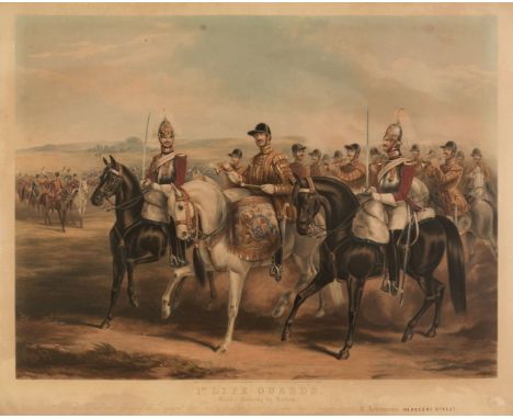 Military. Harris (John), 1st Life Guards. Band Passing in Review, Rudolph Ackerman, Septr. 30th 1851, aquatint after Henry Ma