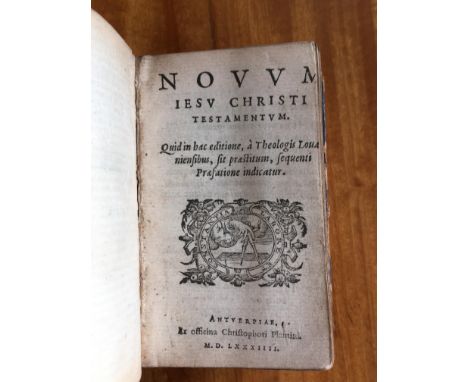 Bible [New Testament - Latin]. Novum Iesu Christi Testamentum, Antwerp: Christopher Plantin, 1584, printer's woodcut device t