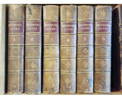 Dryden (John). Plutarch's Lives, in six volumes: translated from the Greek, 6 volumes, Dublin: printed J. Williams, 1769, bla